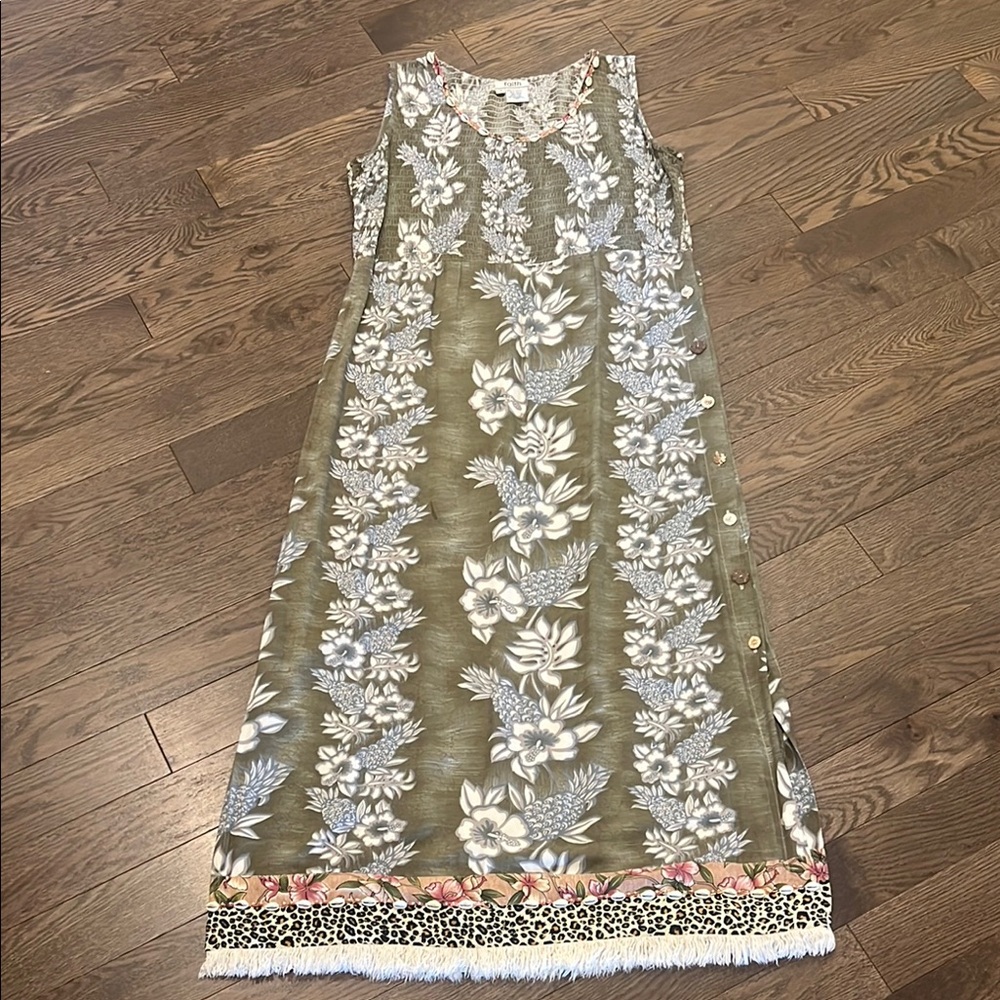 Vintage Faith Celia Forrester Cowrie Shell Maxi Dress Vacation Beach Boho Gypsy